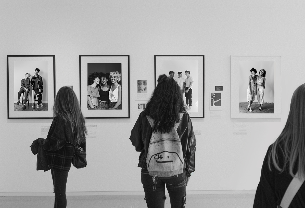 Mock-up layout of the Queer Friendships portrait series